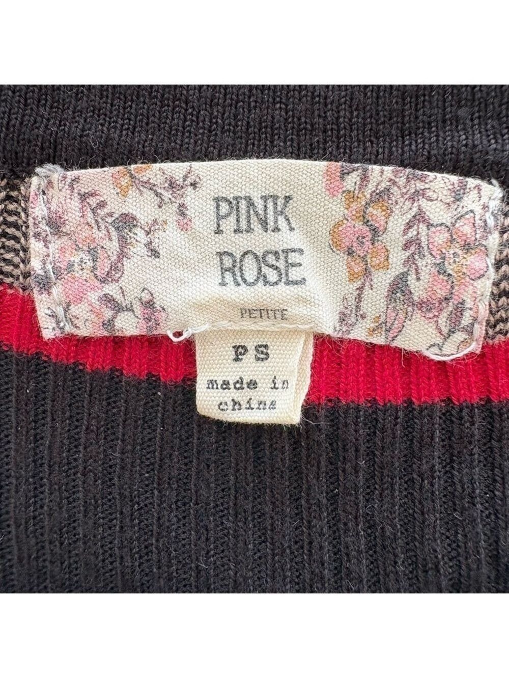 Pink Rose Women’s Rib Knit Midi Dress Lace-up Striped Stretchy Sz S/P Y2K Indie - Picture 9 of 10
